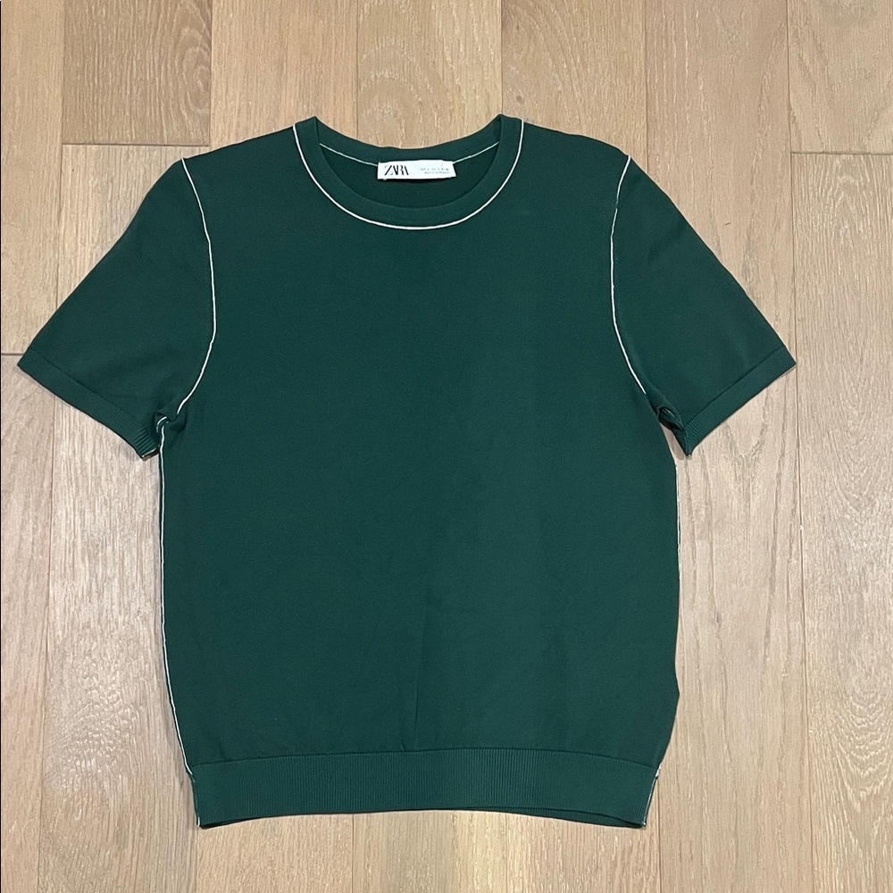 Zara Forest Green Tee with White Trim